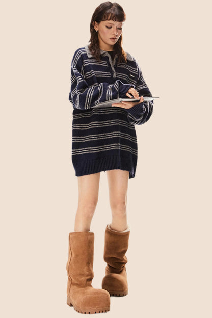 Versatile Retro Pullover Knit Sweater Top