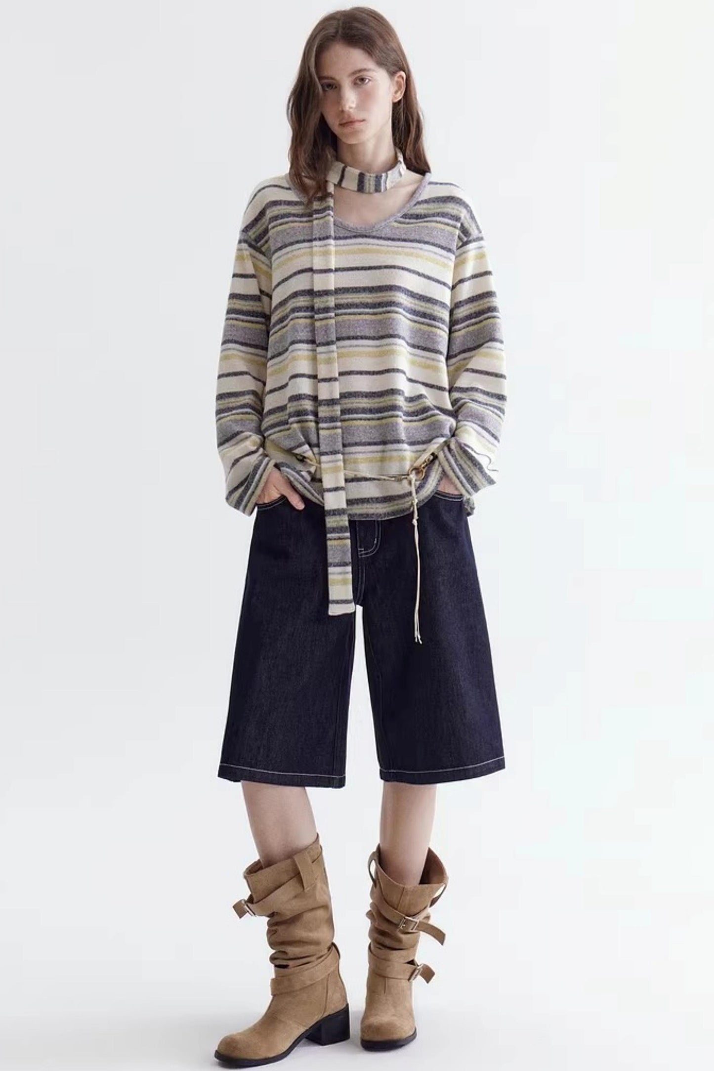 Deconstructed Ribbon Knit Sweater