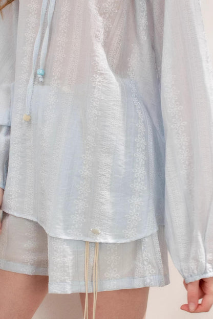 Beaded Tencel Boho Chic Ensemble Shorts