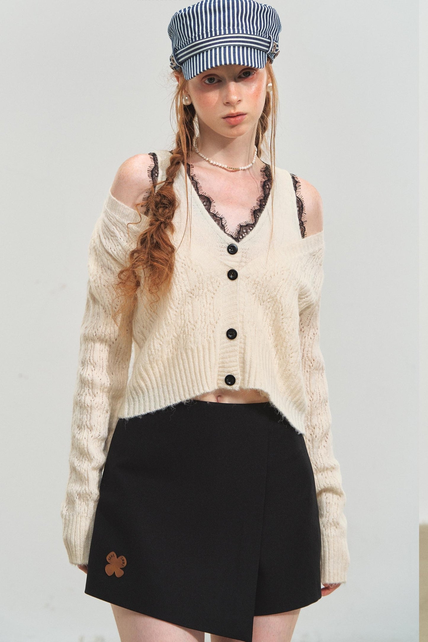 Pure Desire Lace V-Neck Fake Two Piece Top