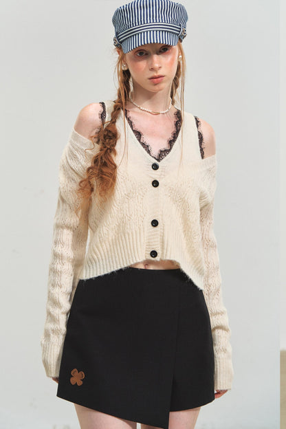 Pure Desire Lace V-Neck Fake Two Piece Top