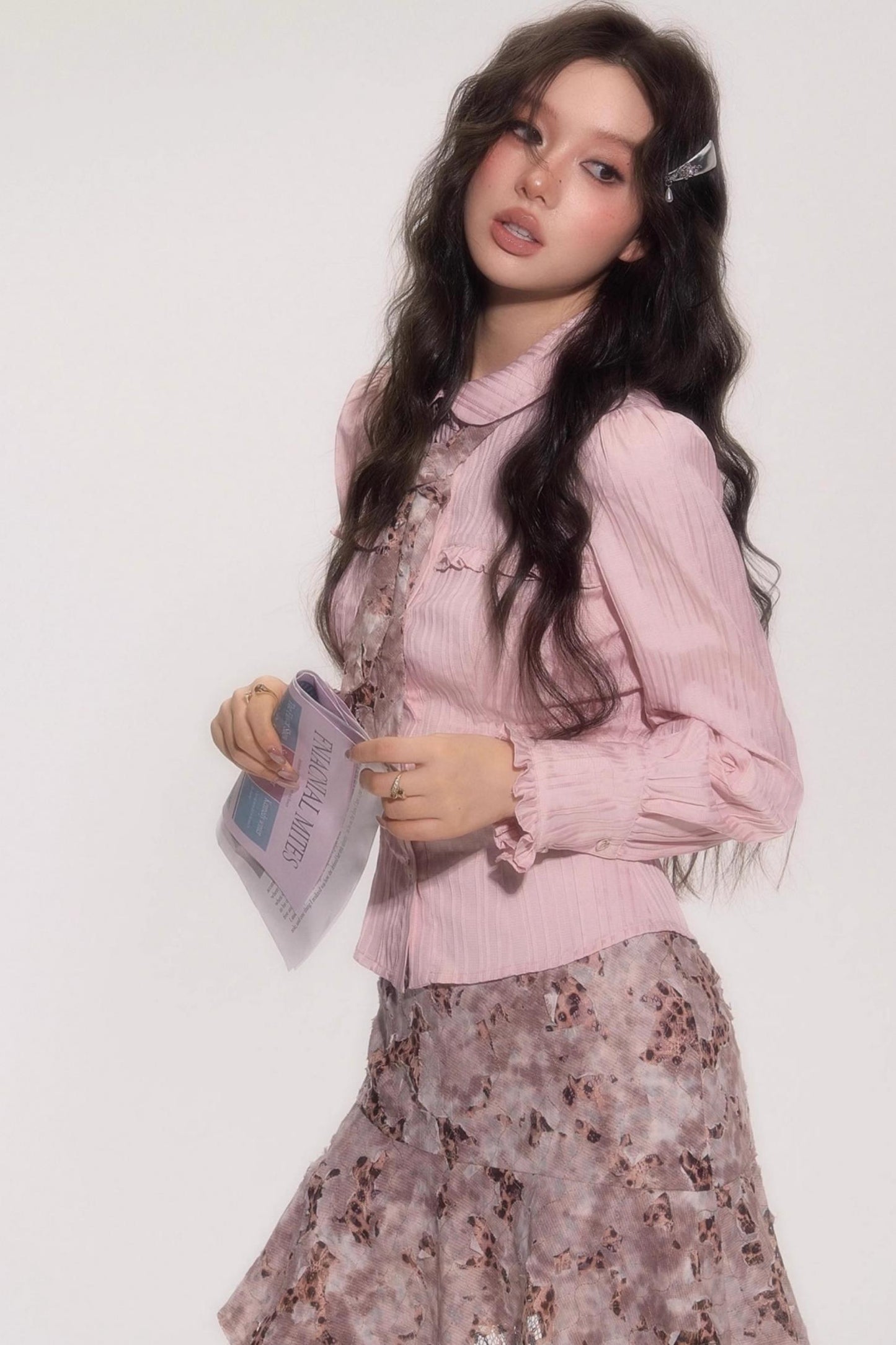 Vintage Doll Collar Shirt With Tie