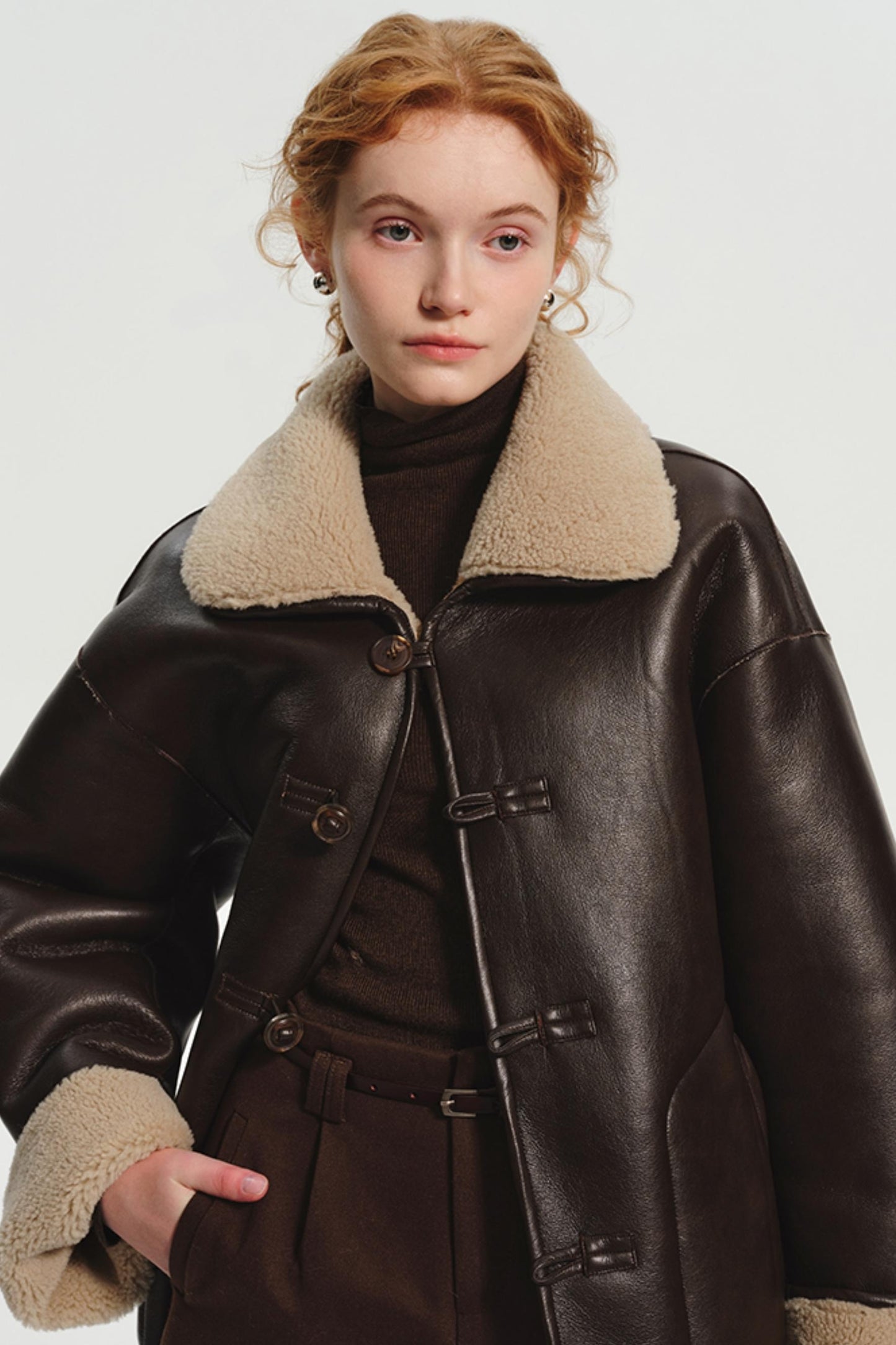 Reversible PU Leather Fur Jacket