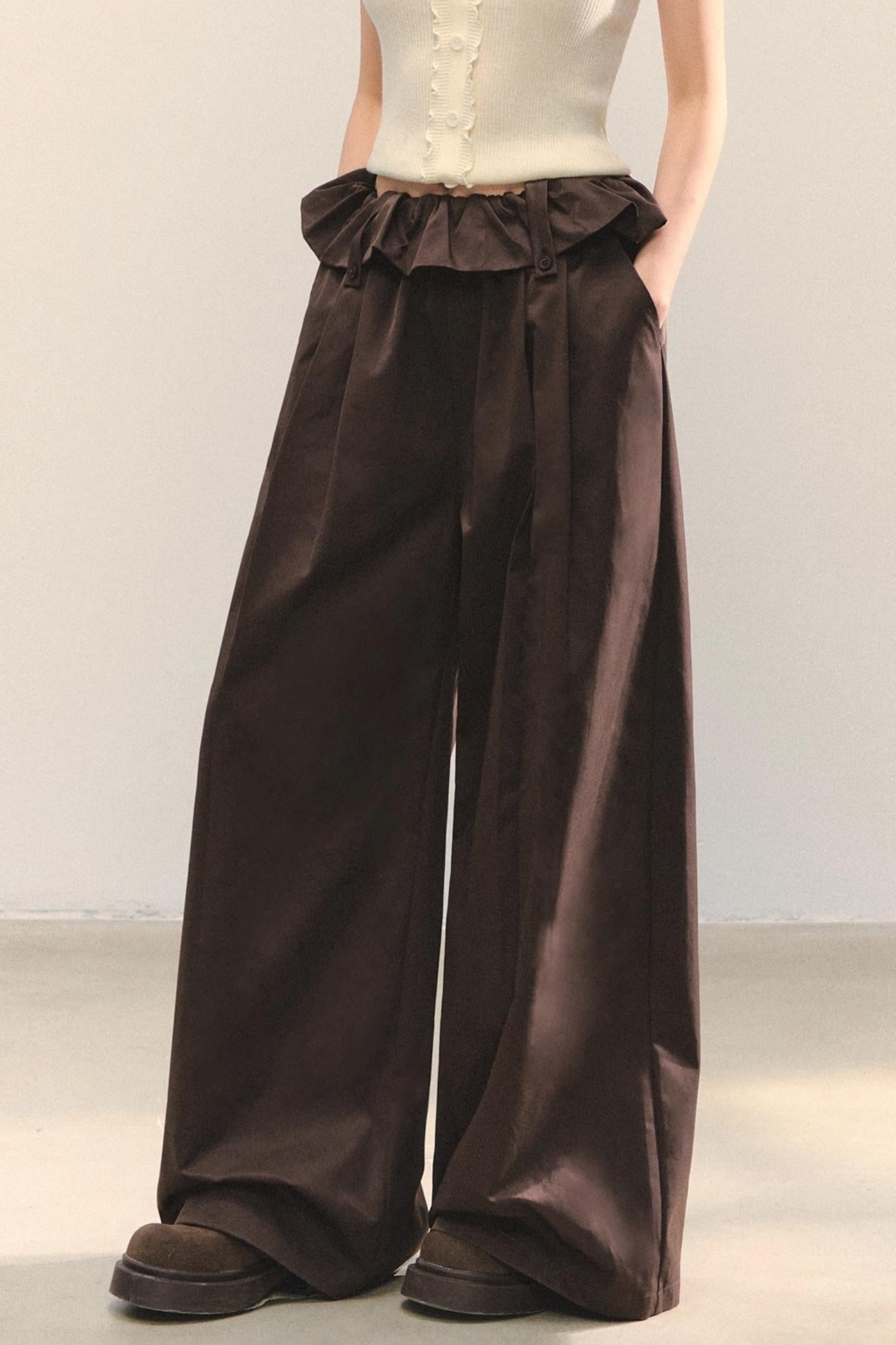 Turn-Up Waist Balloon Pants