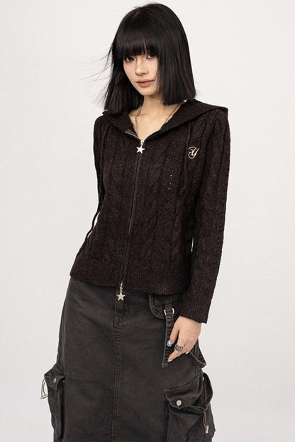 American Spice Hooded Zipper Cardigan