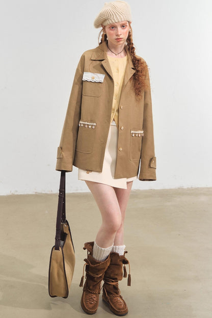 Fringed Shoulder Silhouette Coat