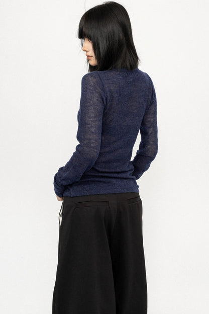 레트로 슬림핏 블라우스 탑