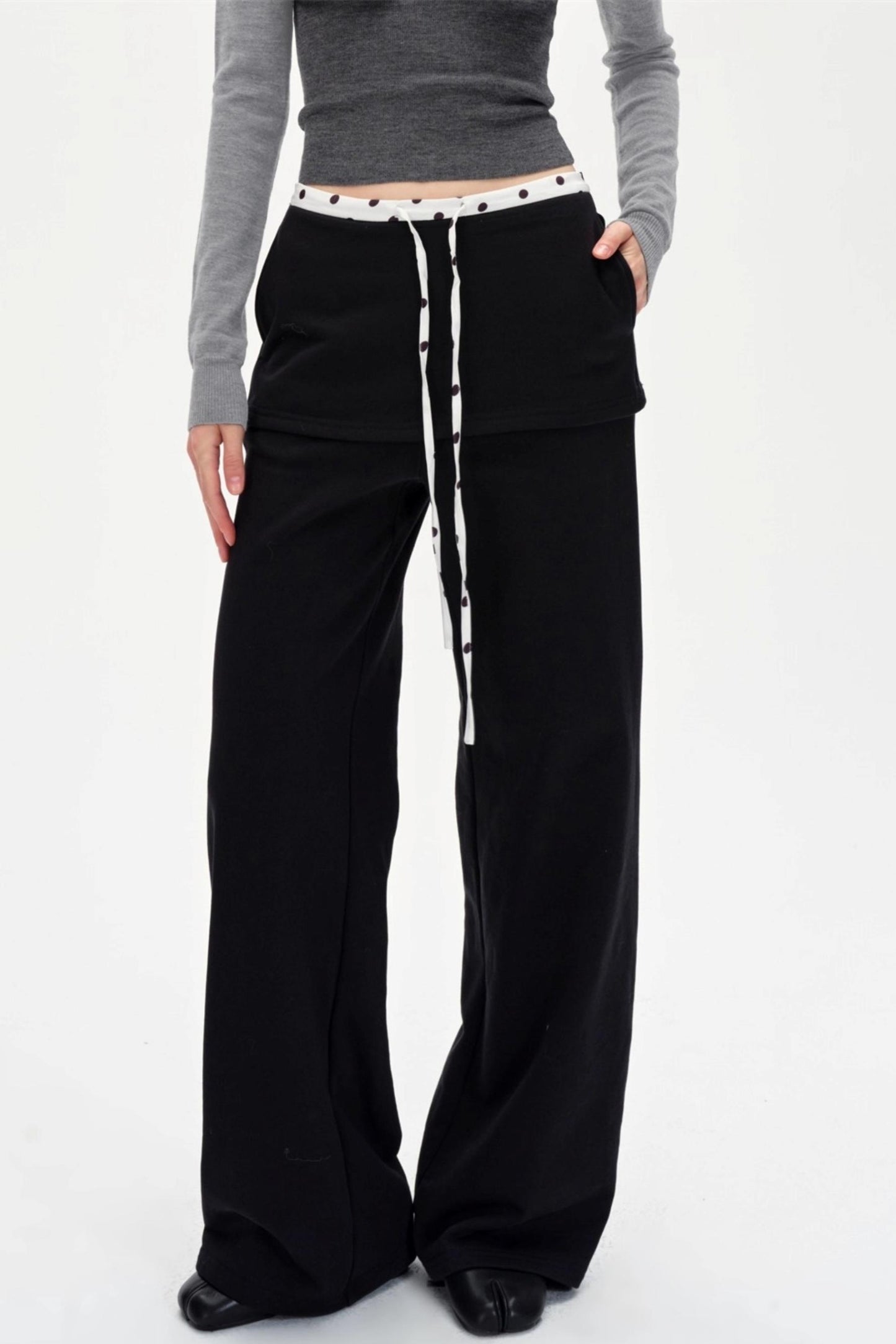 Wide-Legged Polka Dot Sweatpants