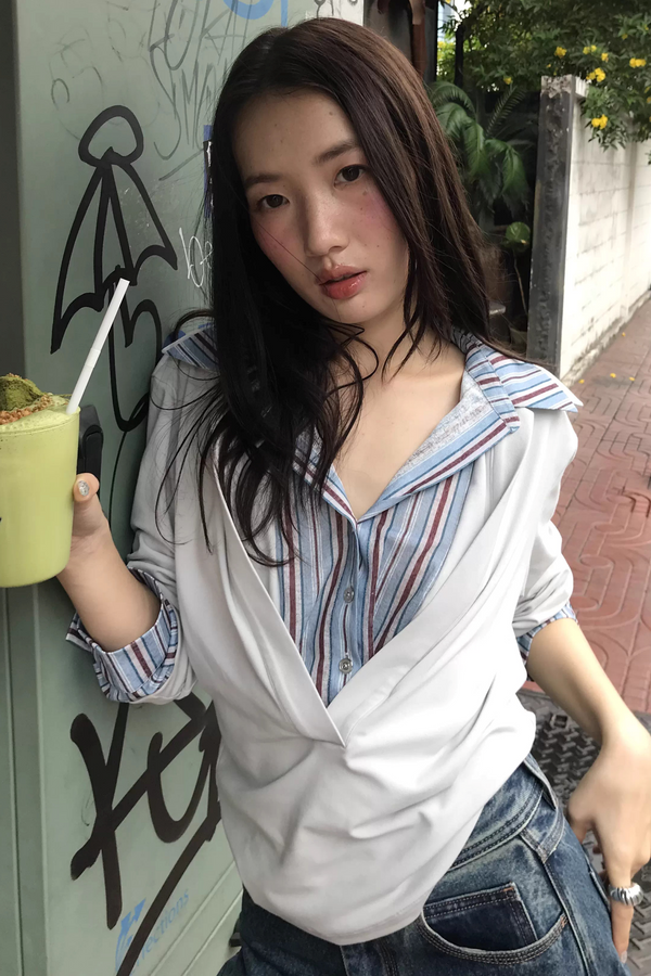 Color-Block Striped Knit Top