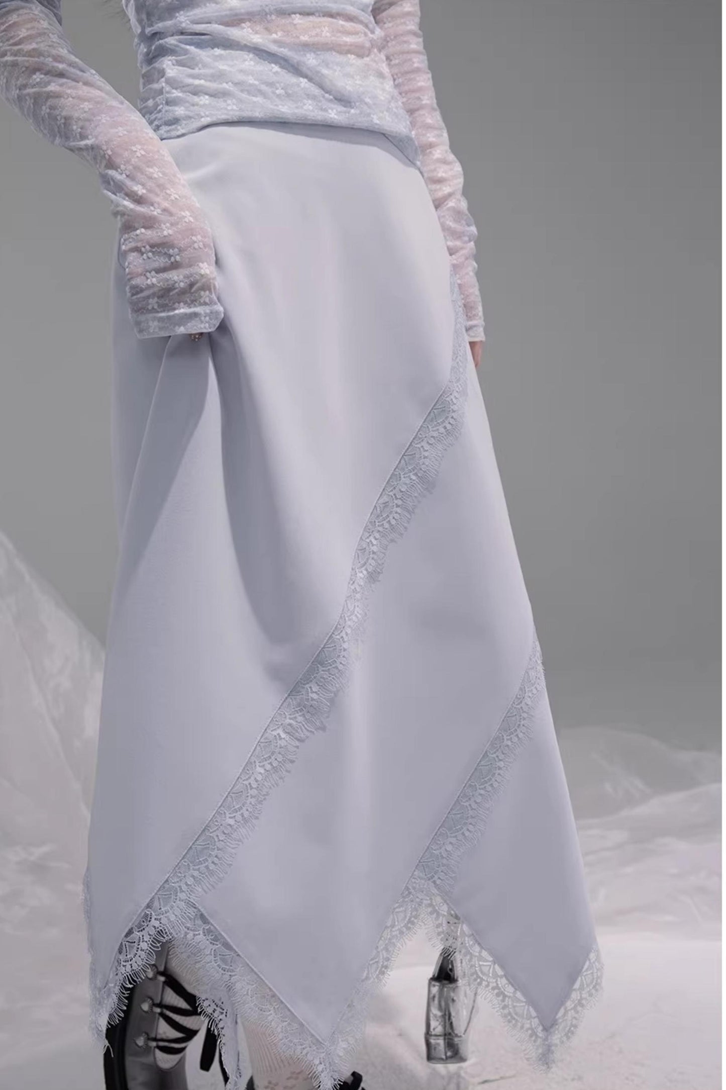 Irregular Lace Patchwork Skirt