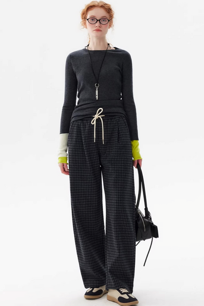 Retro Yarn-Dyed Plaid Pants