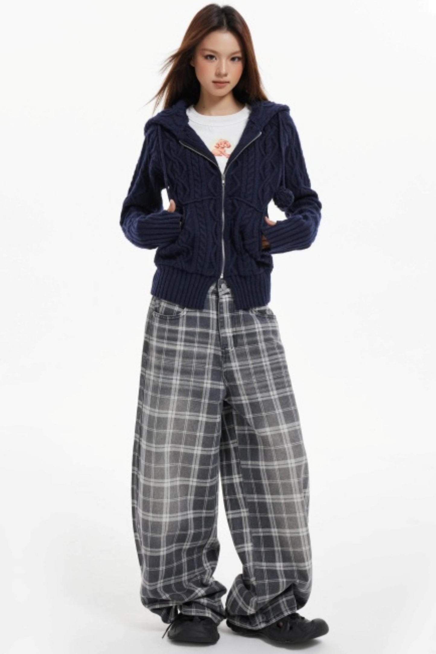 American Hooded Cable Knit Sweater