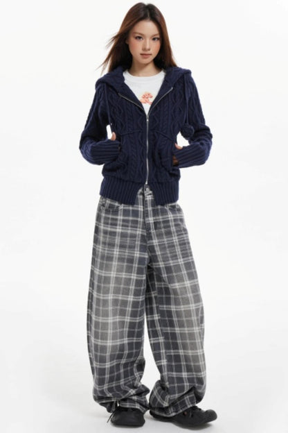 American Hooded Cable Knit Sweater