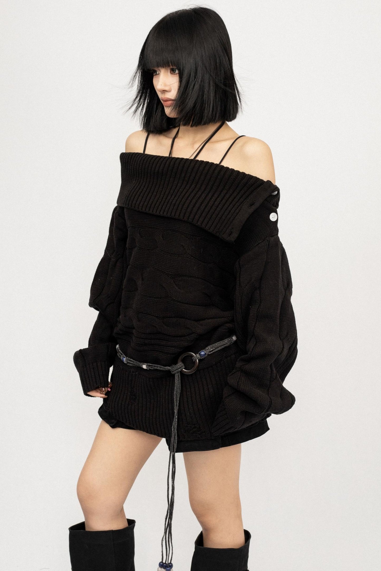 Slanted Shoulder Heavy Top