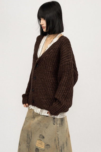 Winter Vintage V-Neck Knitted Cardigan