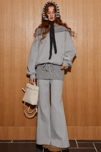 Gray Off-Shoulder Two-Piece Set-Up