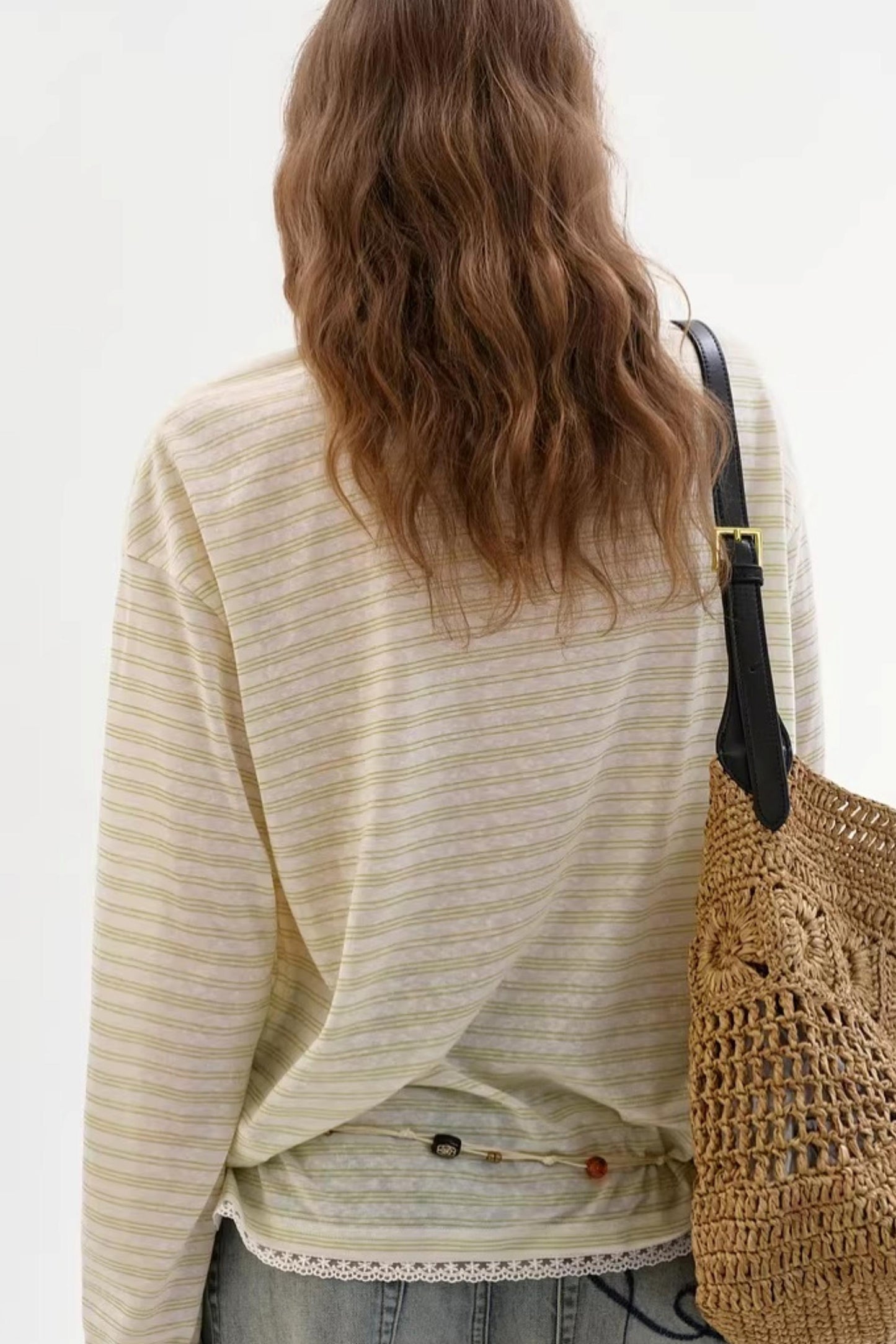 Lyocell Blend Striped Lace Top