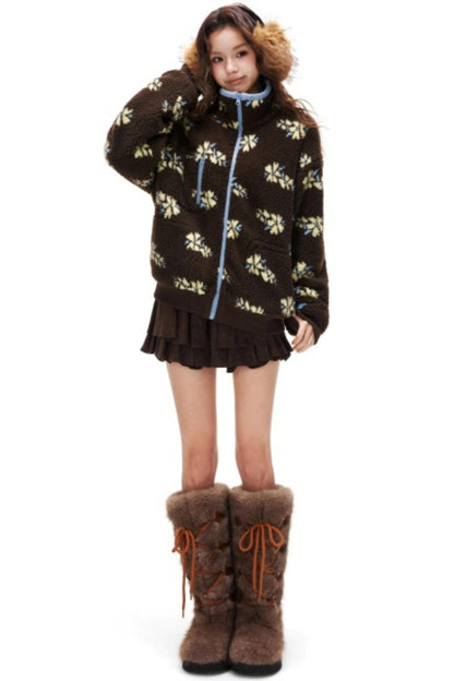 Floral Fair Isle Fleece Jacket