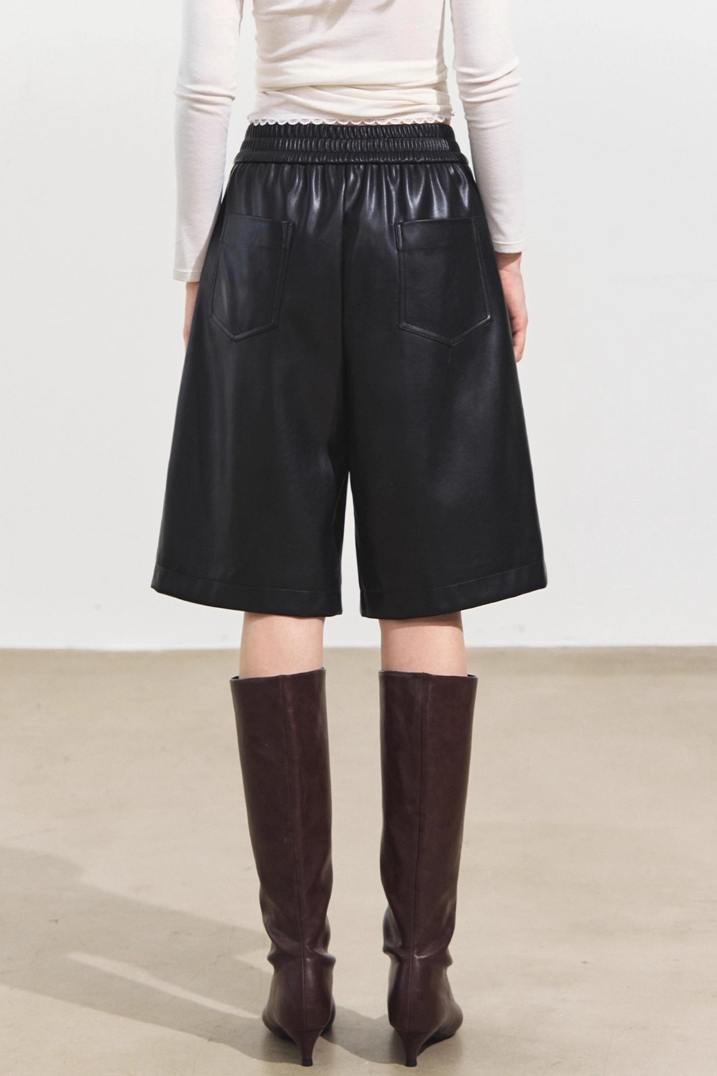 Wide-Leg Leather Trousers