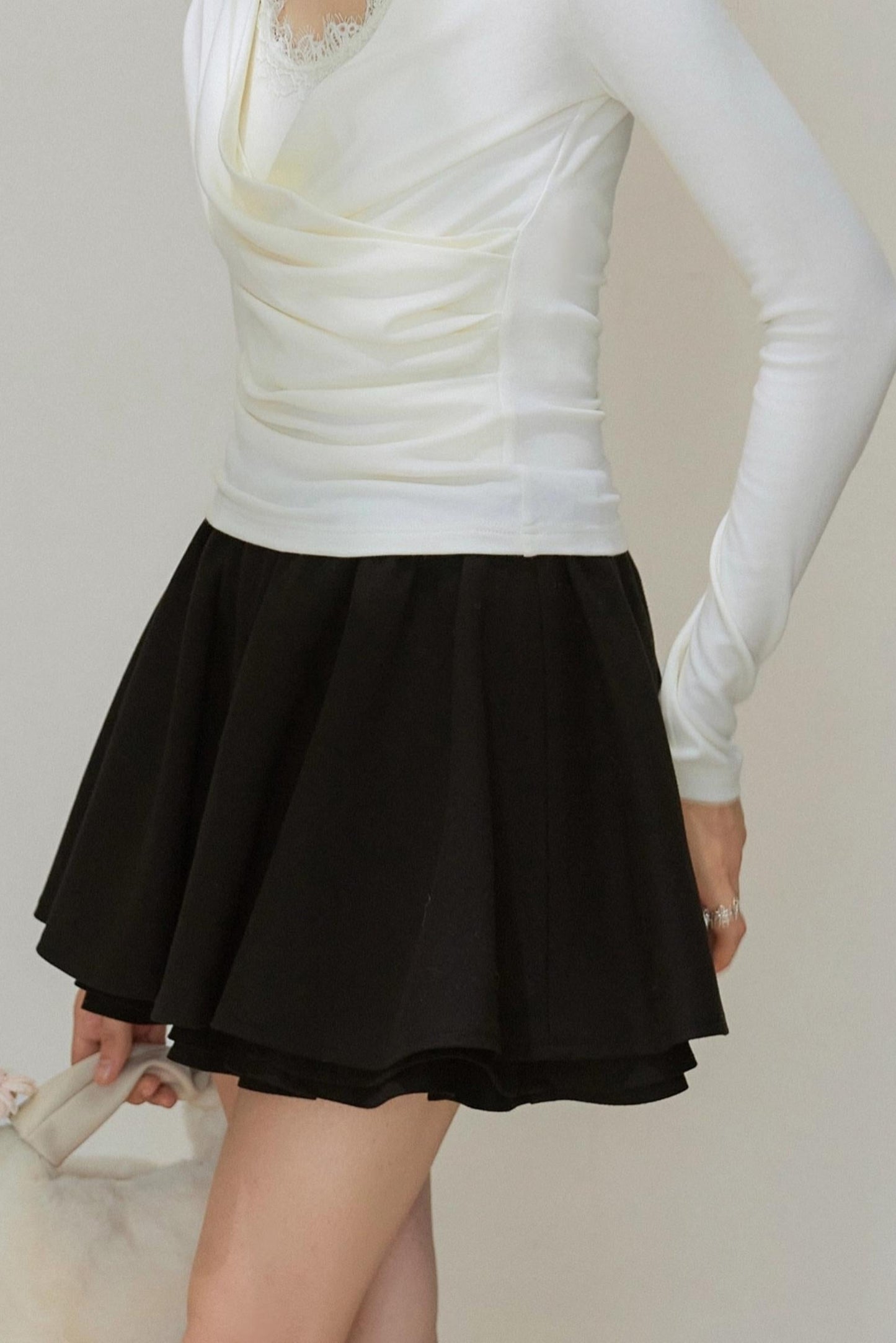 Ruffled Pleated A-Line Skirt