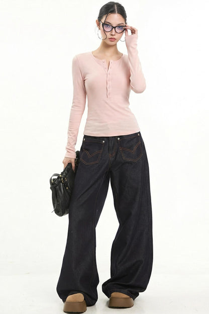 Retro Henry Collar Blouse