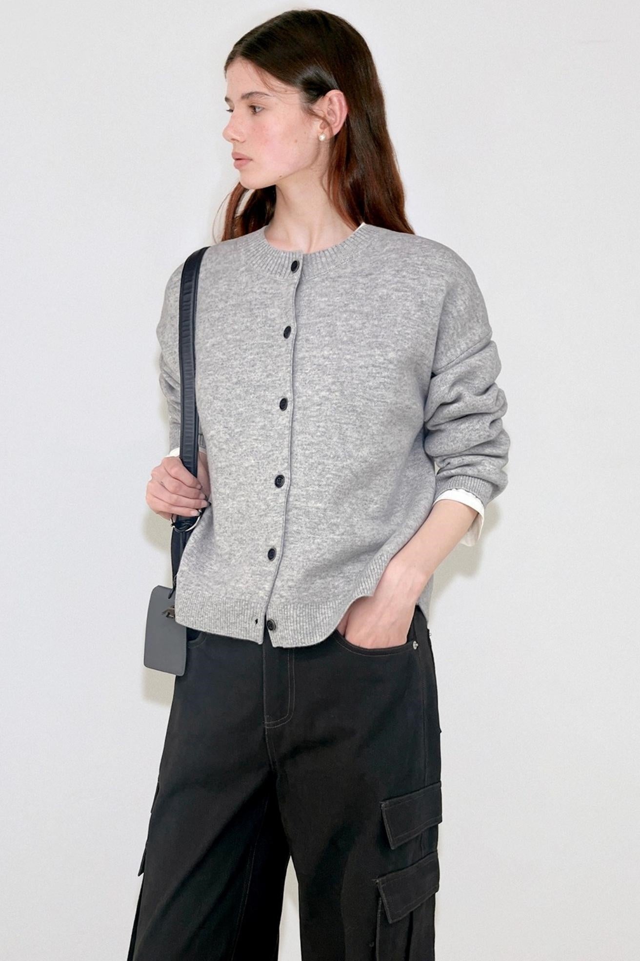 Classic College Style Wool Cardigan