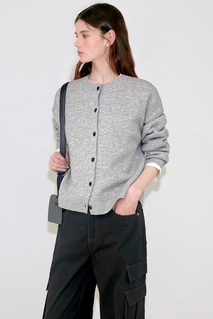 Classic College Style Wool Cardigan