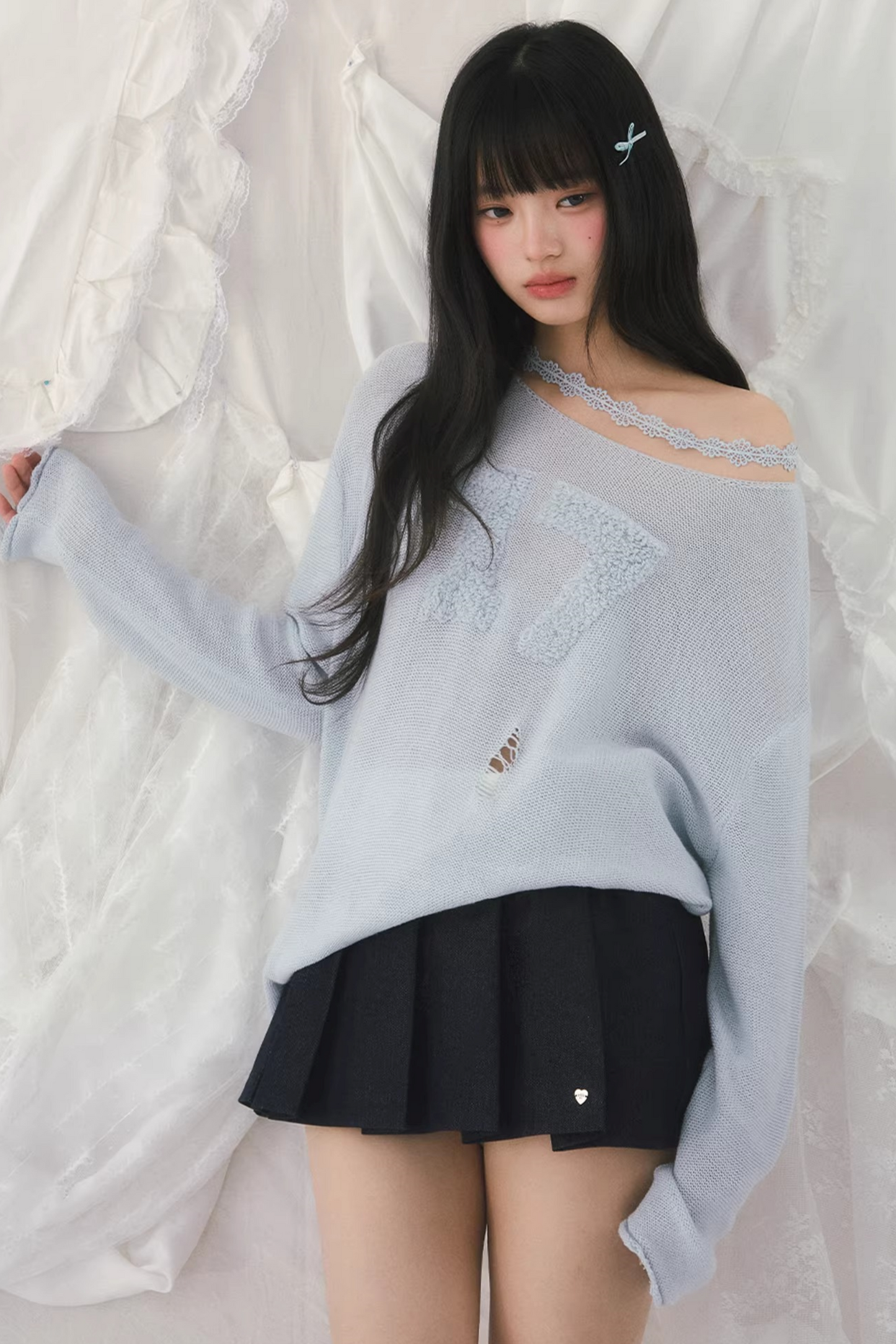 Jacquard Off-Shoulder Blouse