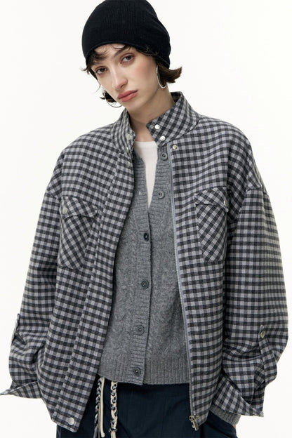 Gray Wool Knitted Cardigan