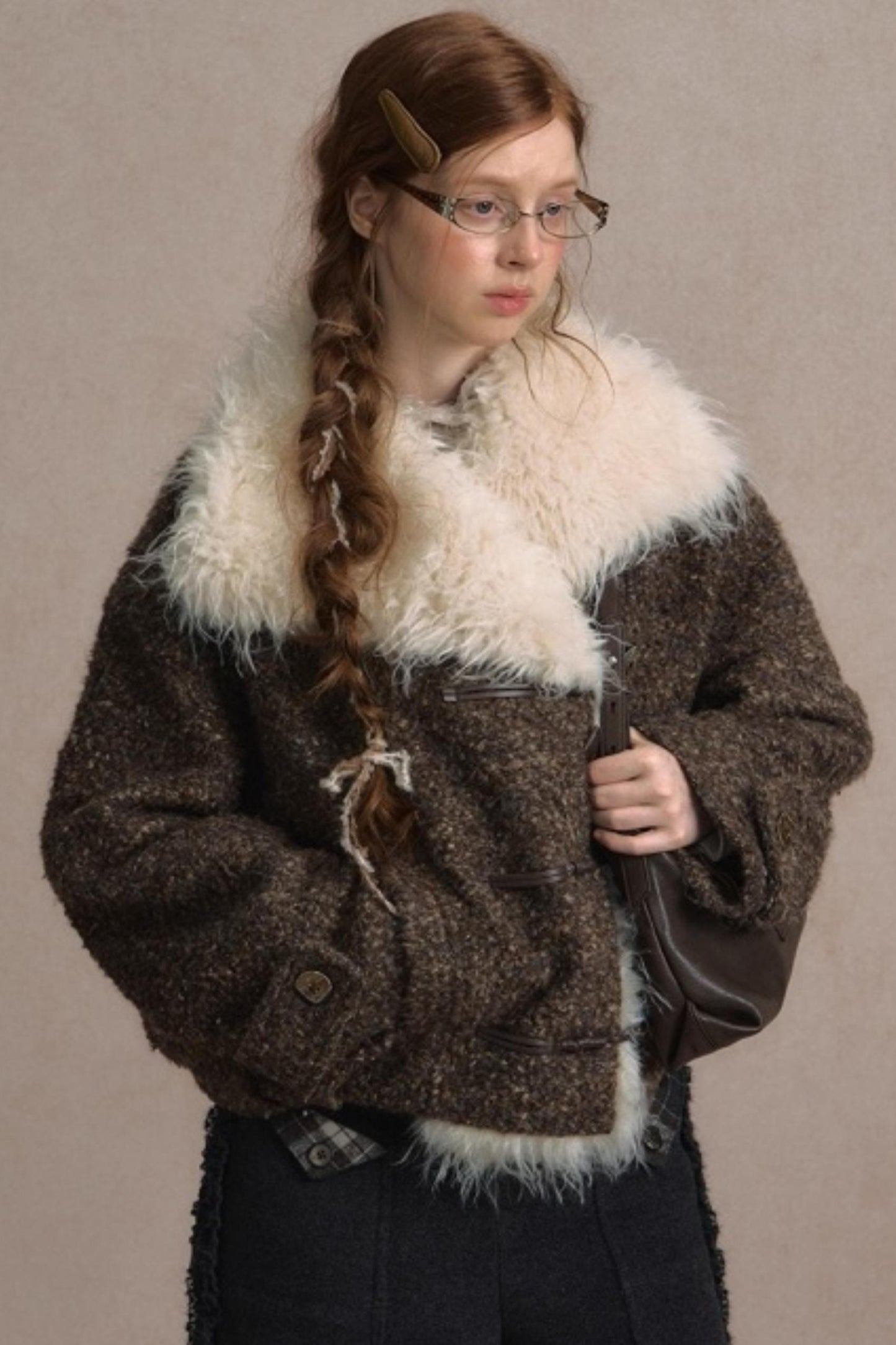 Vintage Wool Stand-Up Collar Short Jacket