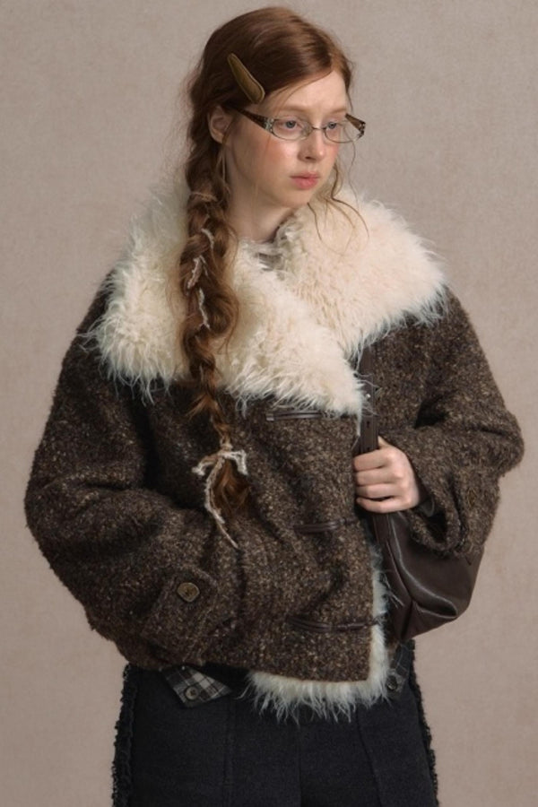 Vintage Wool Stand-Up Collar Short Jacket