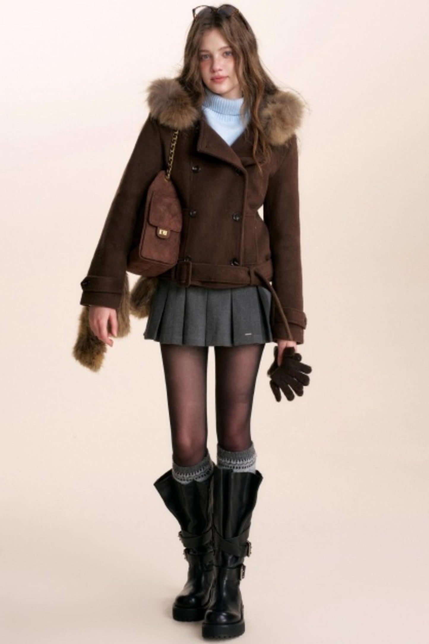 Plaid Flocked Bow Skirt