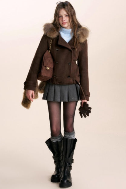 Plaid Flocked Bow Skirt