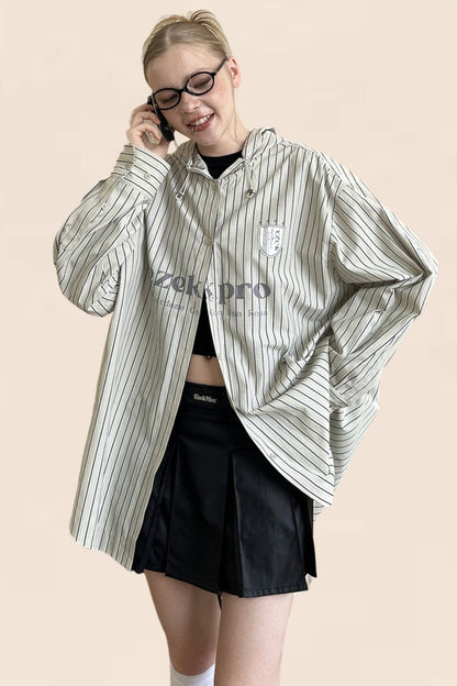 Retro Vertical Stripe Long Sleeve Shirt