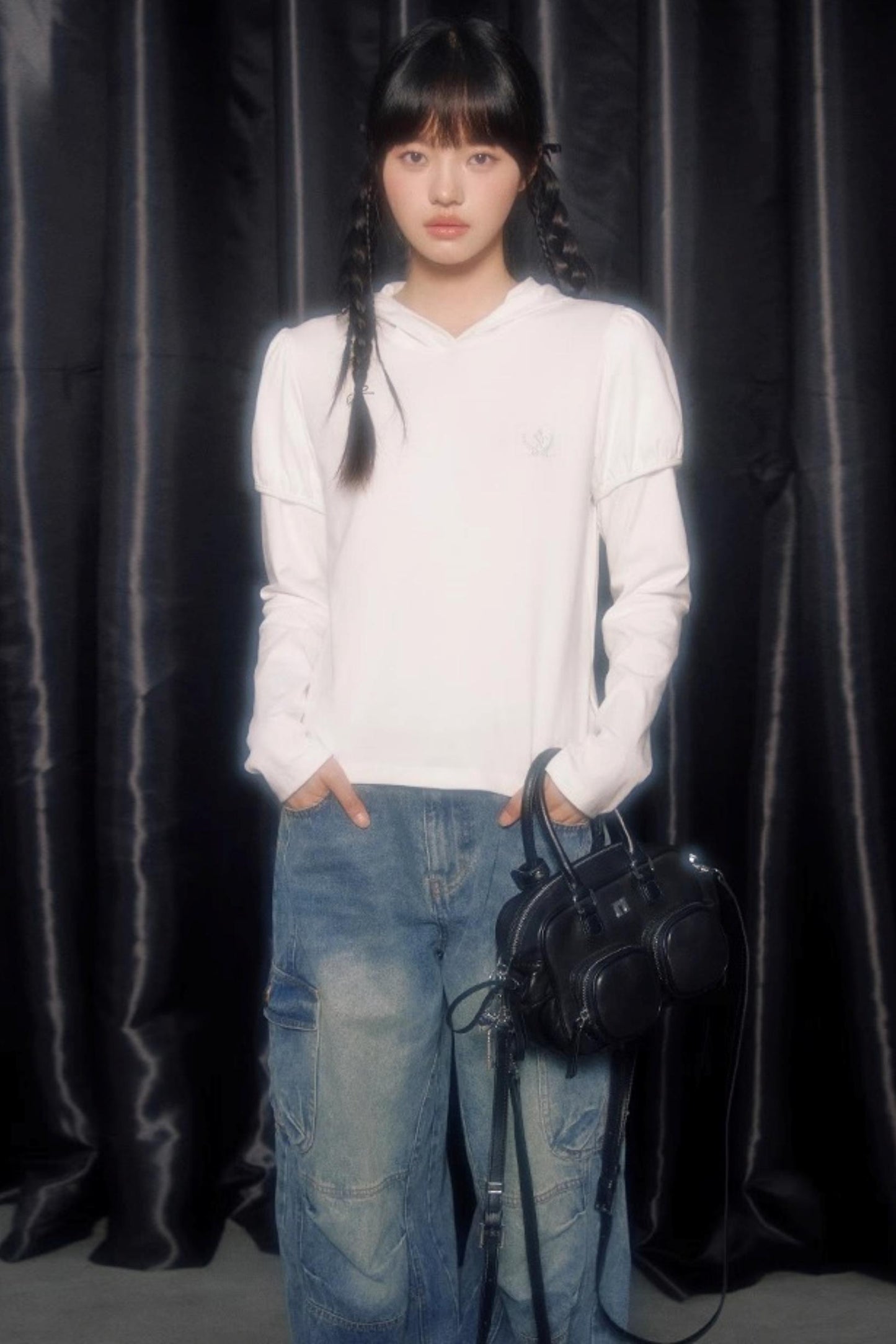 Panelled Puff Sleeve Layering Sweatshirt