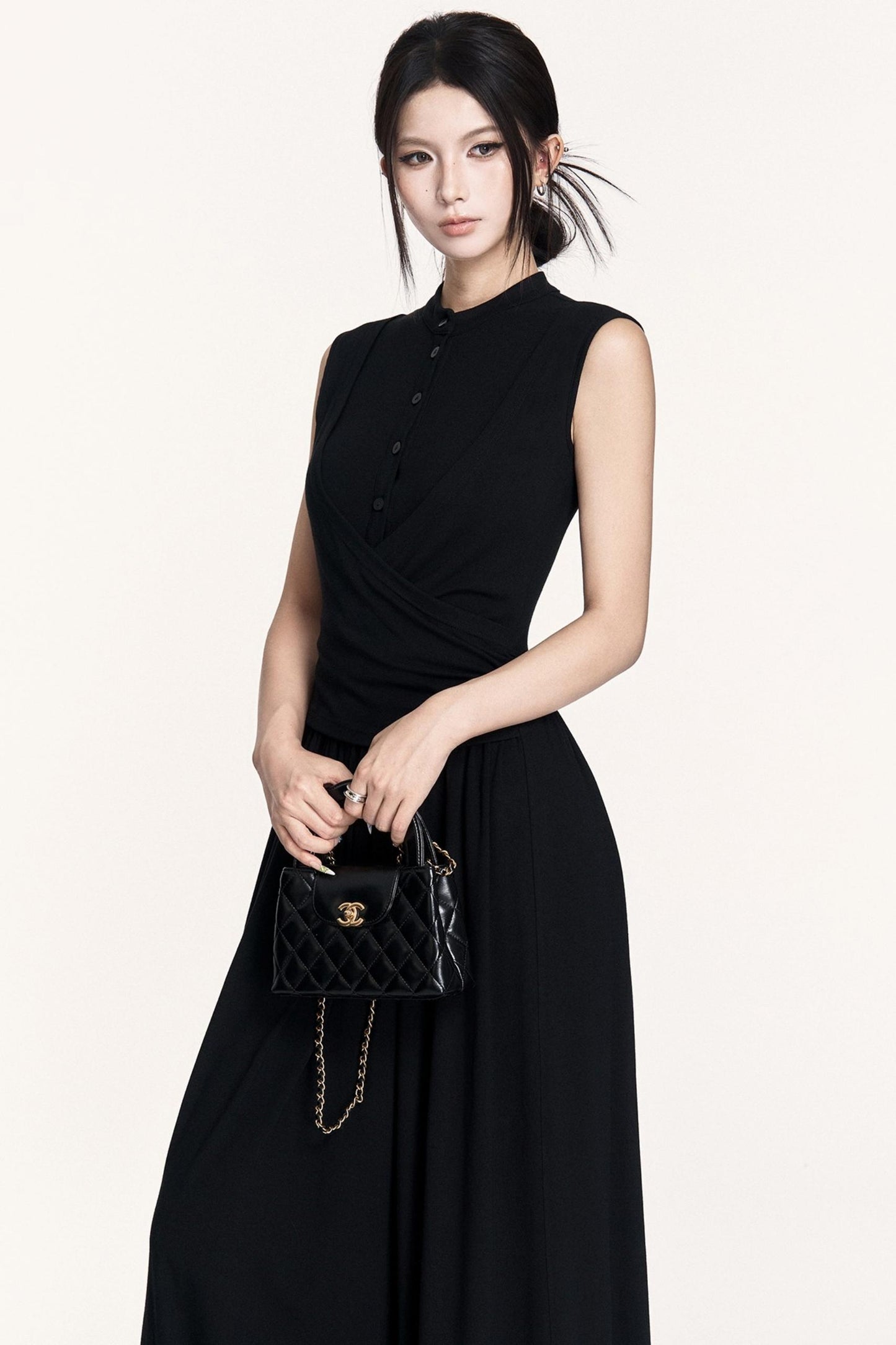 Light Silhouette Stretch Knit Vest Dress