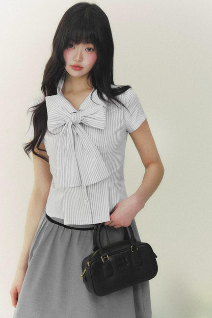 Art Girl Striped Bow Blouse