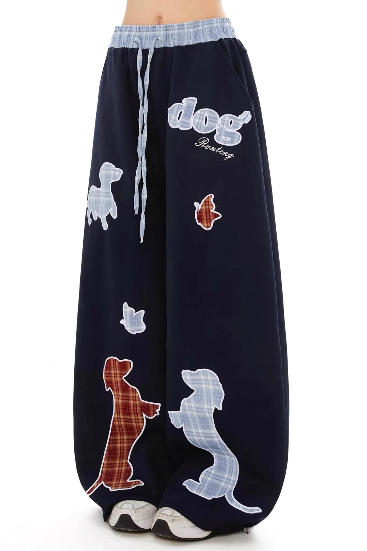 컬러 블록 체크 댄스 팬츠