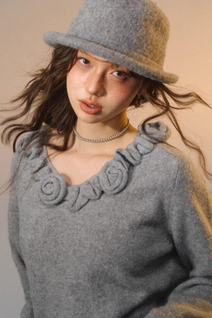 Stereo Rose Knit Sweater Set-Up