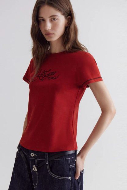 Top Rojo Vintage Bordado