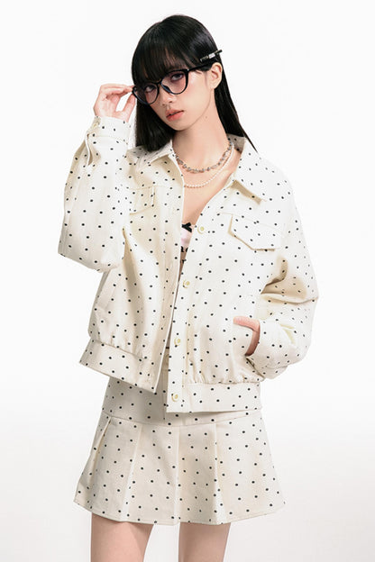 Floral Pleated Jacket Skirt Set-Up