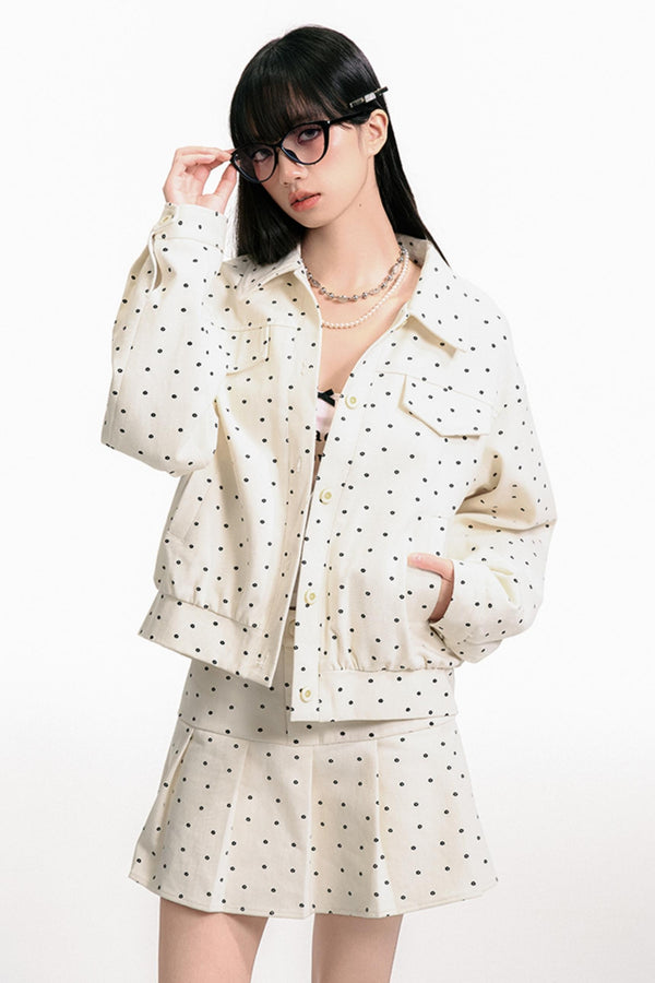 Floral Pleated Jacket Skirt Set-Up