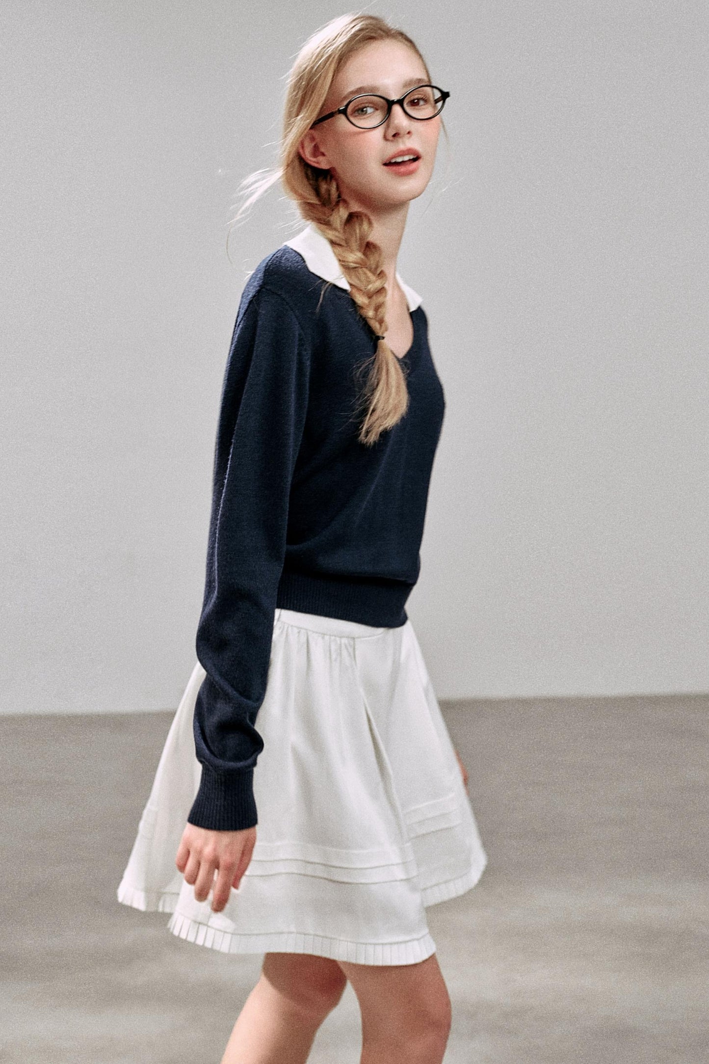 Glossy Pleated Puffy A-Line Skirt