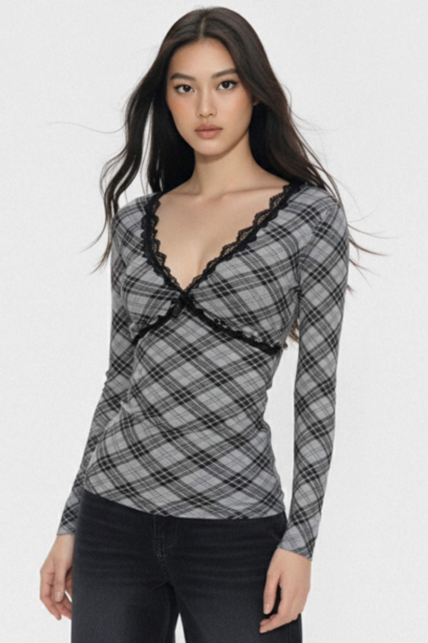 Retro Plaid Lace Top