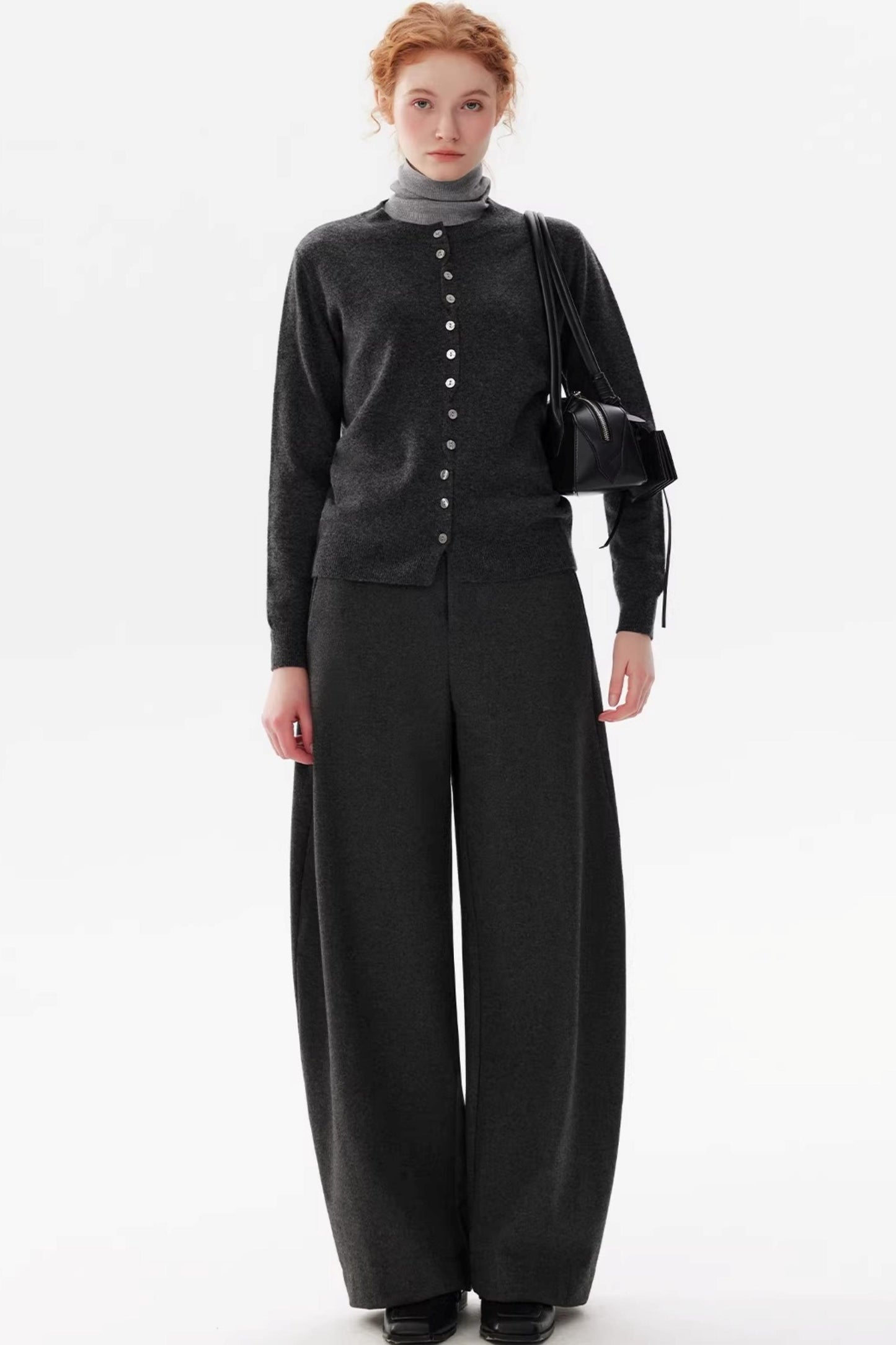 Gray Woolen Drape Trousers