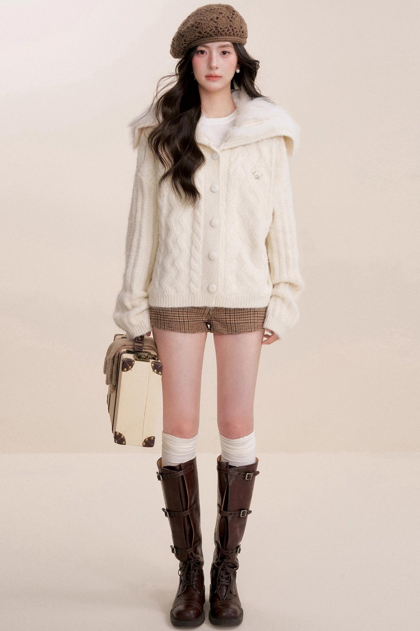 Winter Faux Patchwork Cardigan