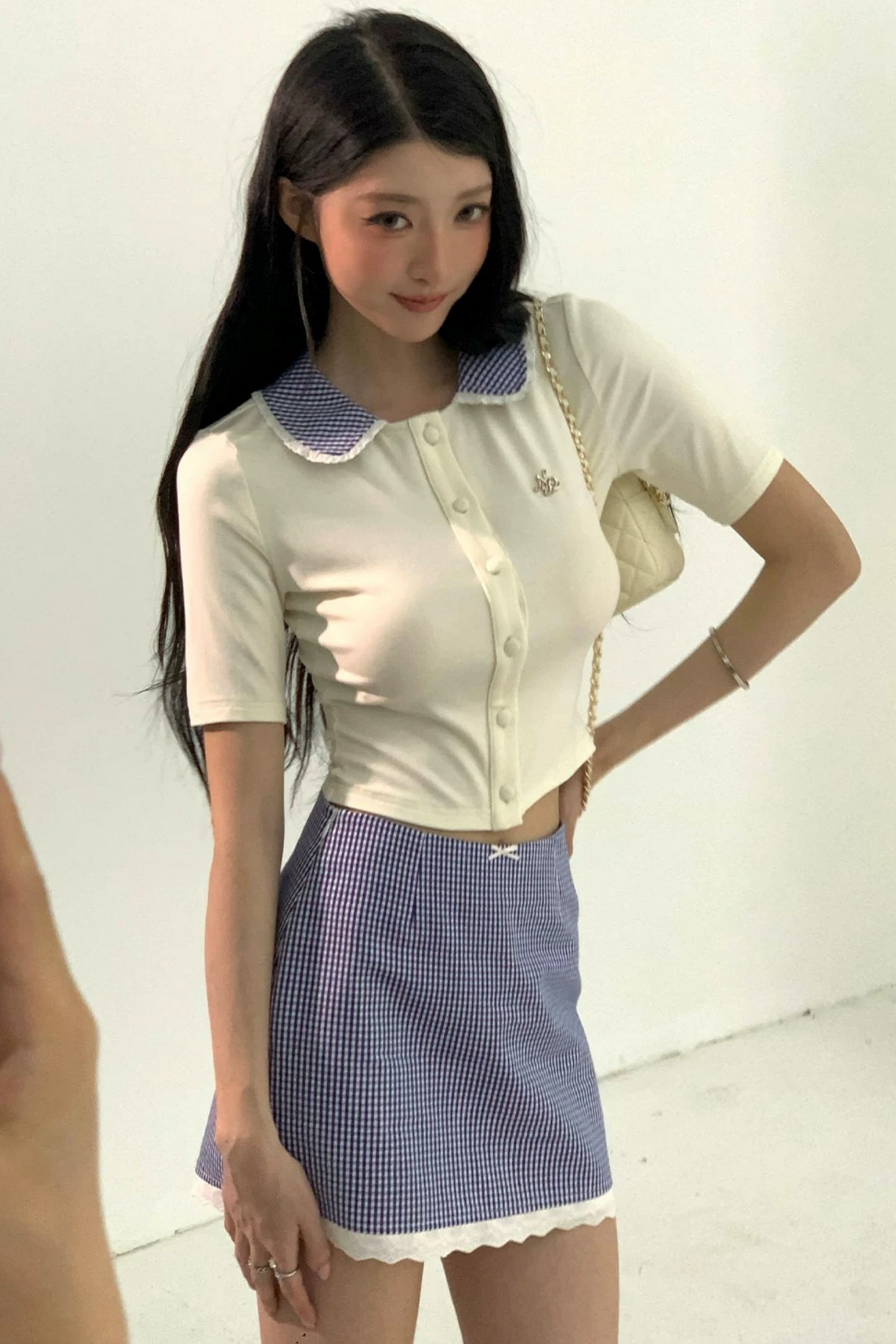 Daffodil Knit Top Plaid Skirt Set-Up