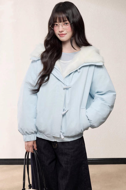 Fur Collar Hooded Cotton Coat