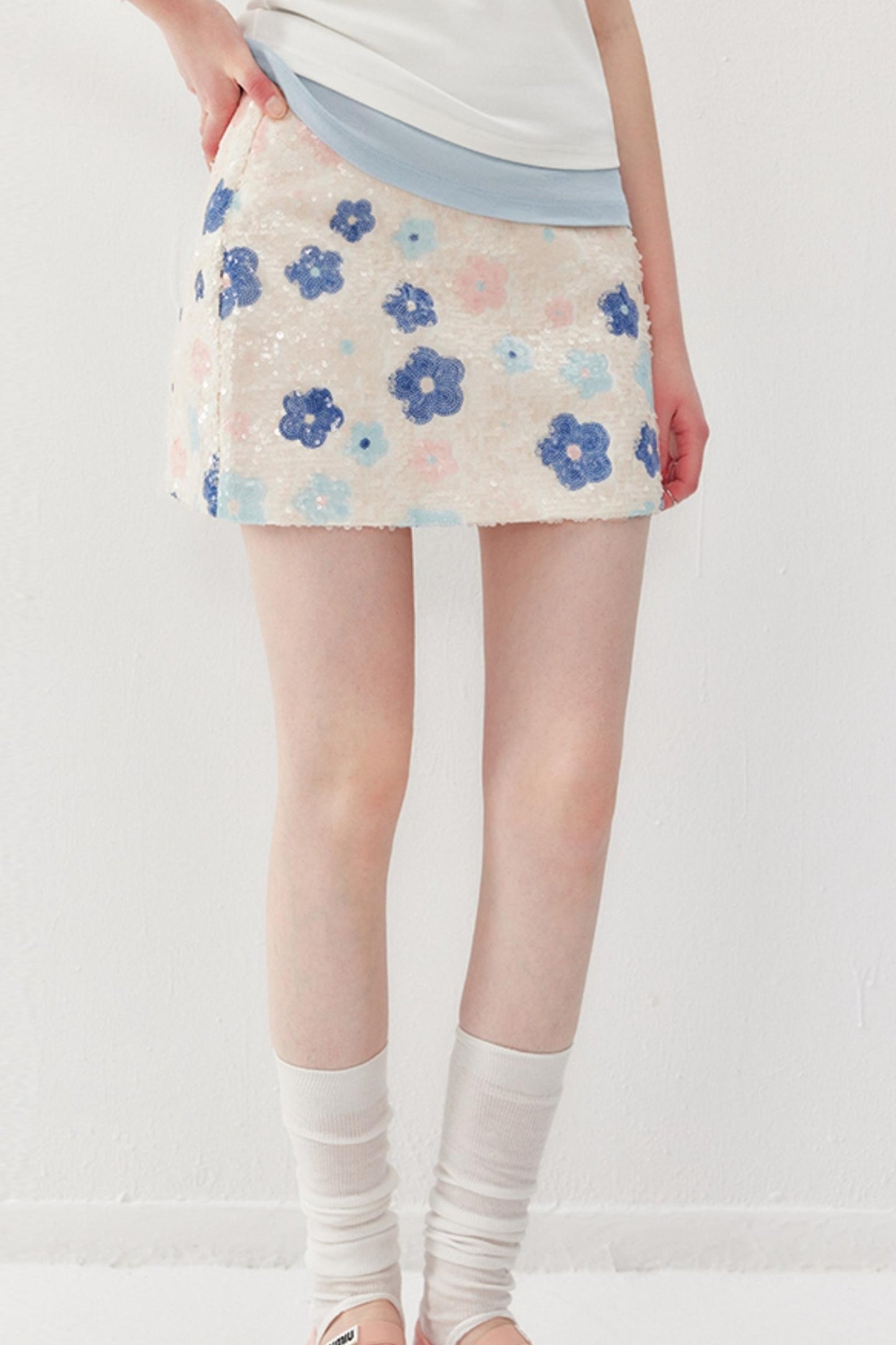 Embellished Sequin A-Line Skirt