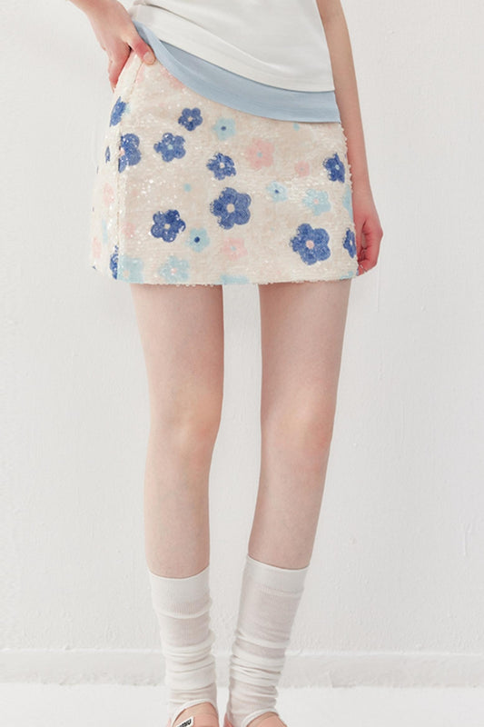 Embellished Sequin A-Line Skirt